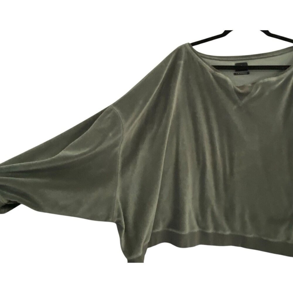 OUT FROM UNDER Women Velour Sweatshirt Sz‎ L Gray Drop Shoulder Casual 93-6